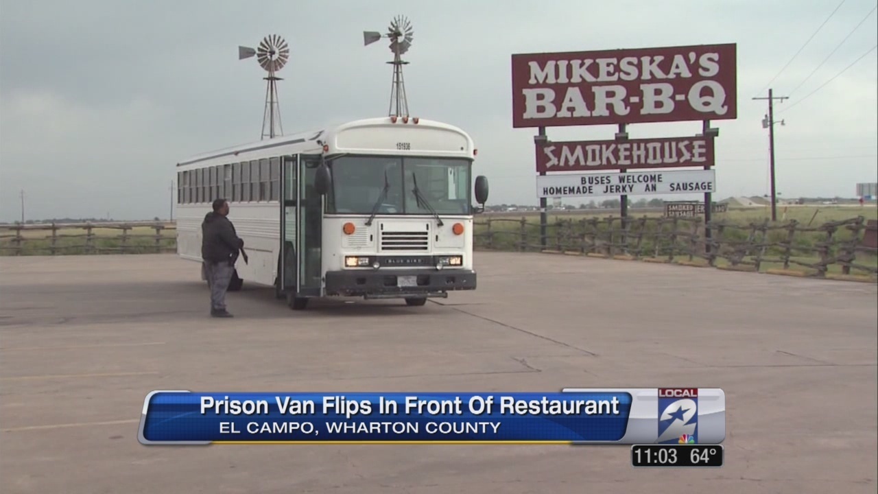 TDCJ van carrying prisoners rolls over near El Campo; Hwy 59...