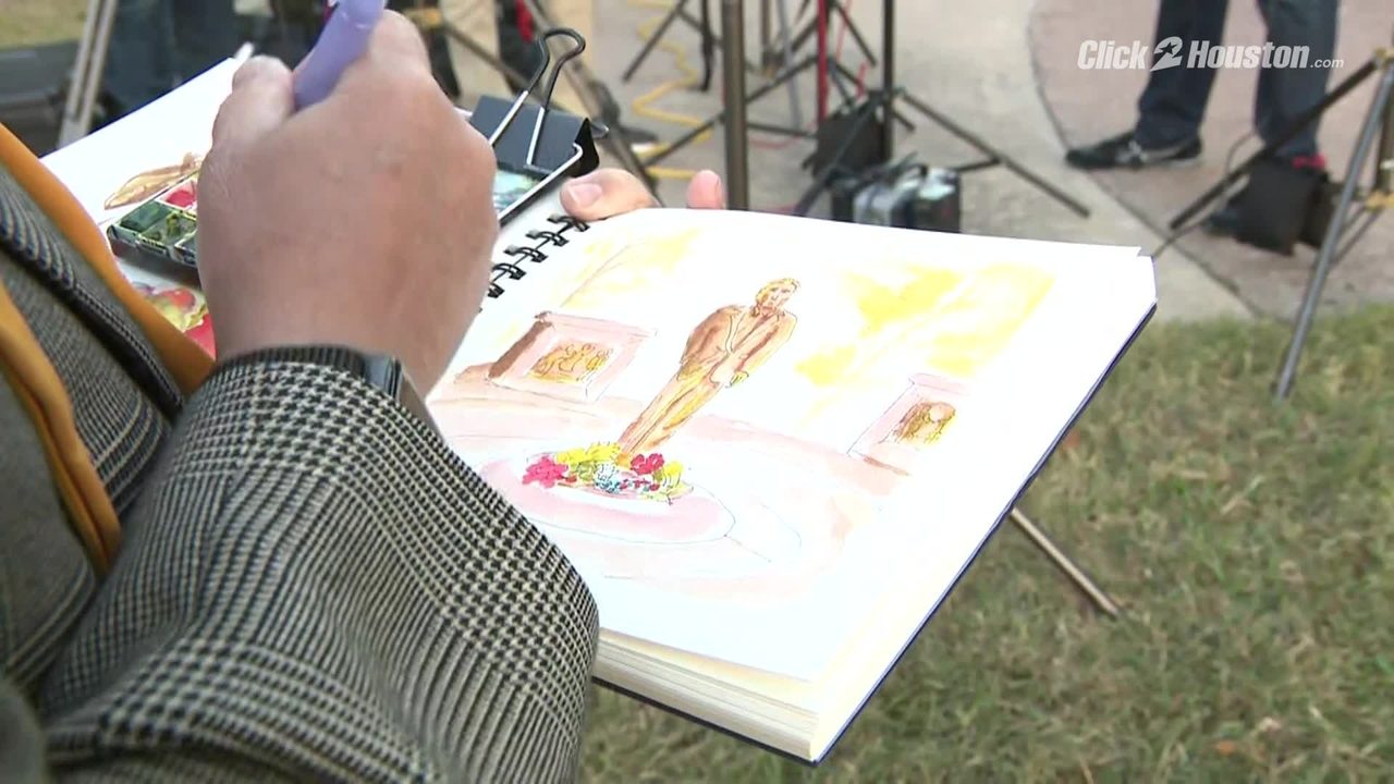 artist sketches president george h w bush statue in downtown