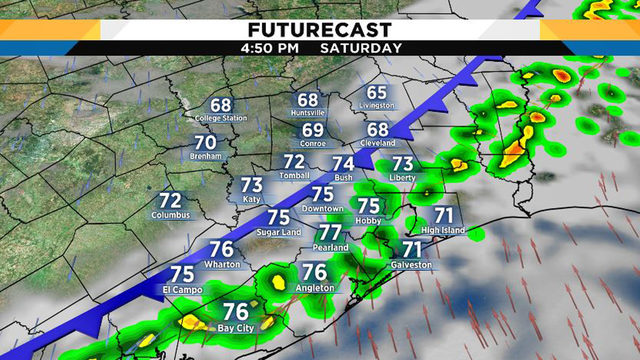 Temps fall as cold front moves through