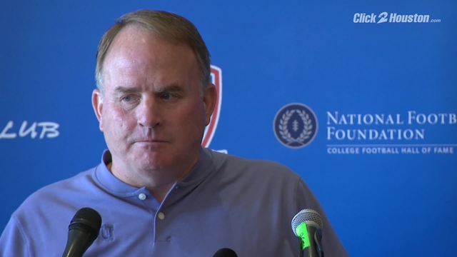 TCU head coach Gary Patterson speaks at Houston TD Club luncheon