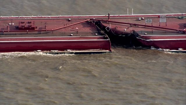 Cleanup underway after ship collides with barges in Houston Ship Channel